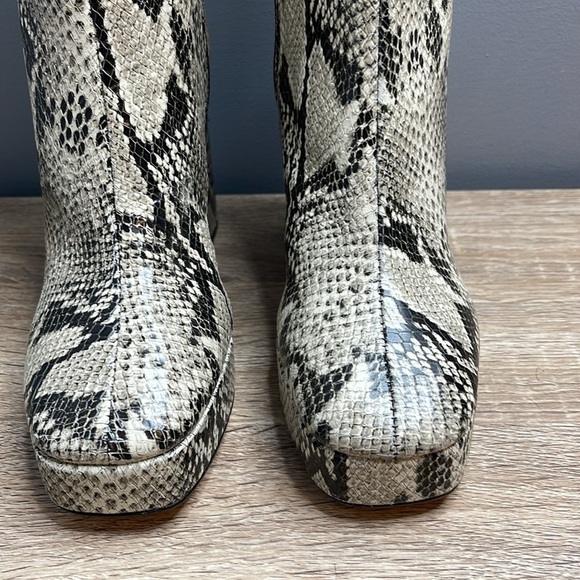 Schutz NWT Raff Snake Embossed Leather Platform Boots Block Heel Square Toe 5 - Picture 3 of 13